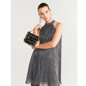 Mango Metallic Silver Thread Holiday Dress - NEW without tag